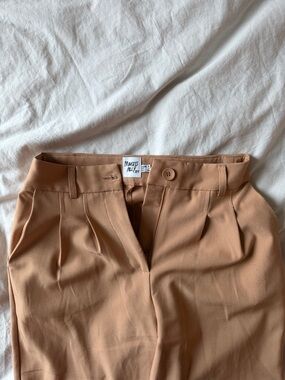 Princess Polly Tailored High-Waist Pleated Trousers — Camel/Tan